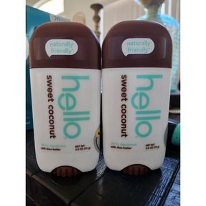 New 2 pack Hello Sweet Coconut Deodorant Aluminum & Paraben Free 2.6 oz